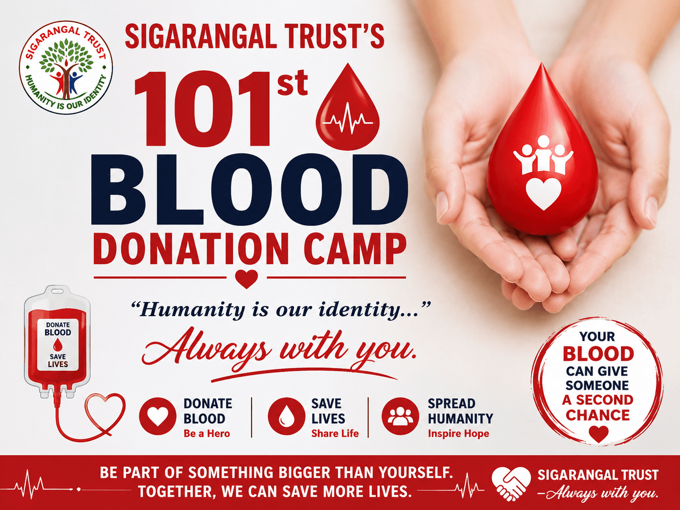 Sigarangal Trust's 101st Blood Donation Camp – Sigarangal Trust ( Sigarangal Arakattalai ) – "Humanity is our identity..." – Always with you-Tiruppur