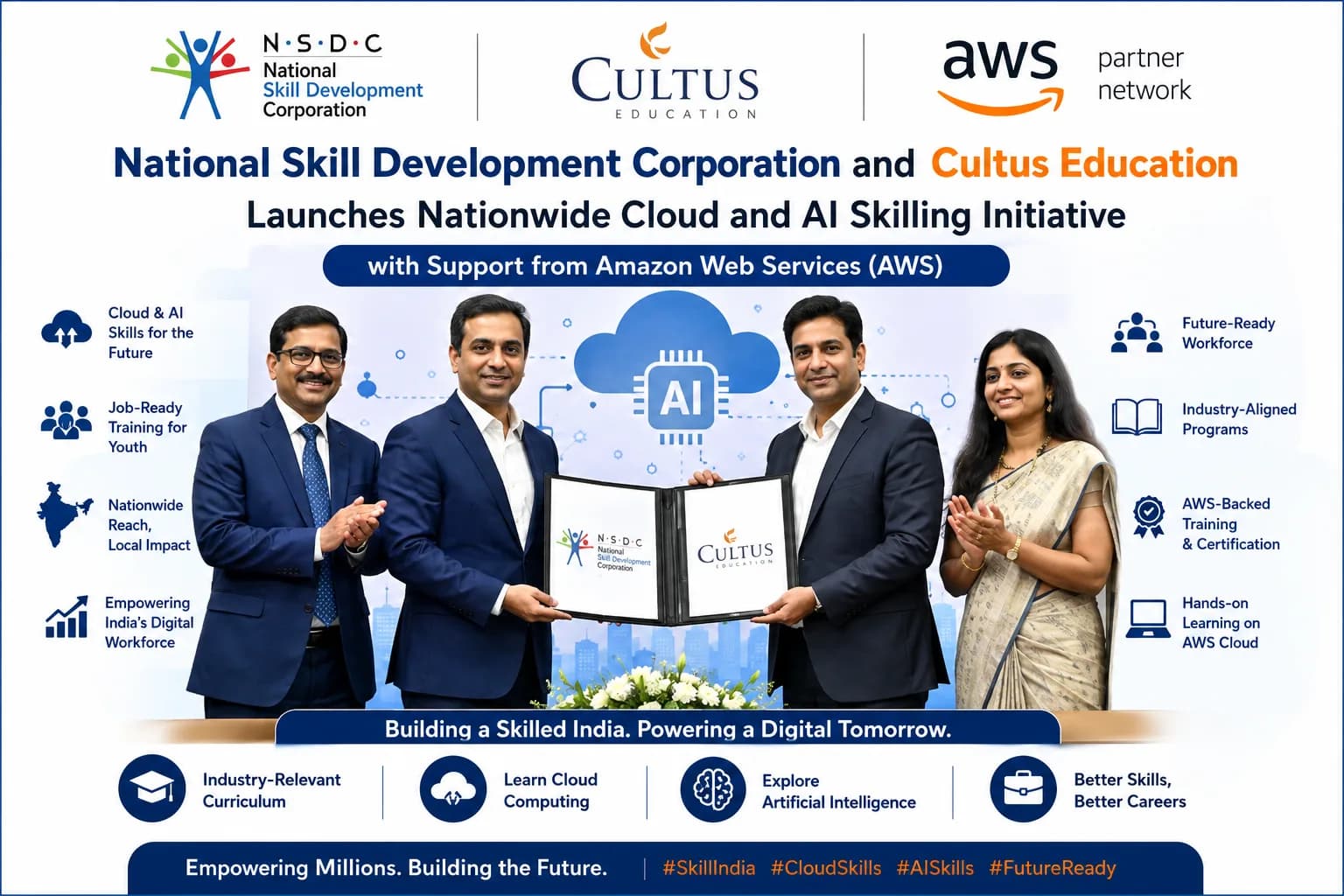 National Skill Development Corporation and Cultus Education Launches Nationwide Cloud and AI Skilling Initiative with Support from Amazon Web Services (AWS)