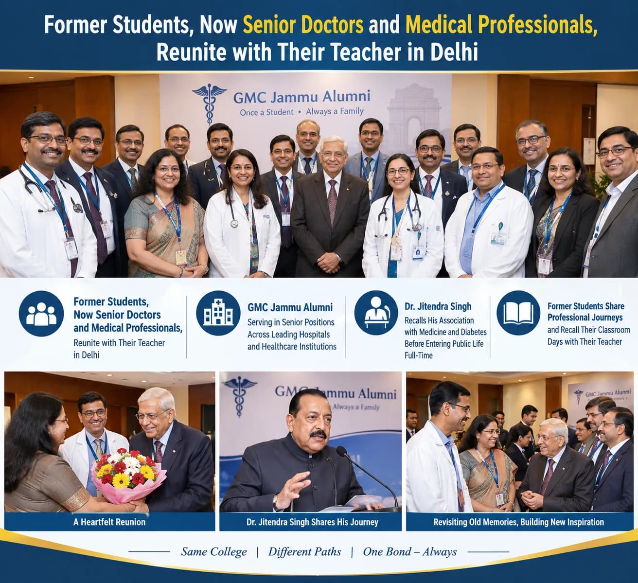 Union Minister Dr. Jitendra Singh Hosts Lunch for Delhi based Medical Alumni from Jammu, Recalls His Days as Professor in GMC Jammu