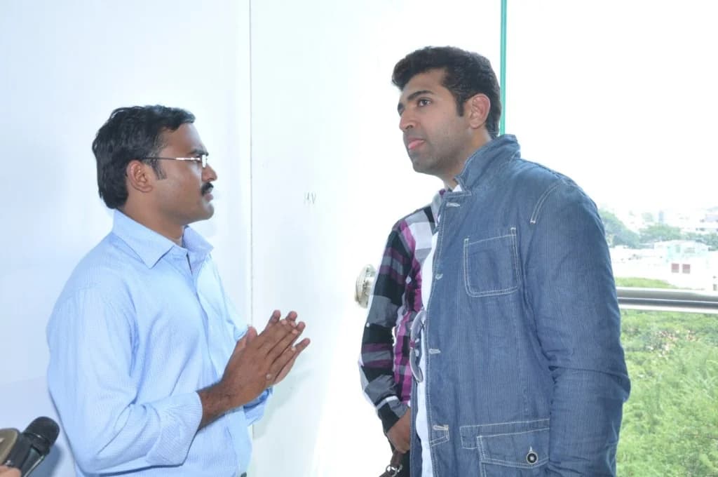 P. Vijayakumar in conversation with actor Arun Vijay at an event