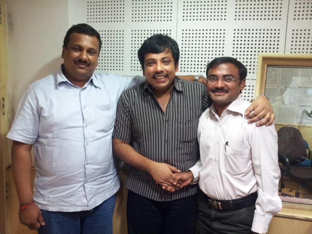 P. Vijayakumar with actor Sathyan at a studio event