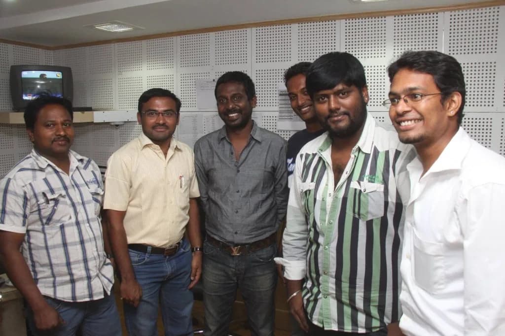 Celebrity guests with AirMedia team in a broadcast studio