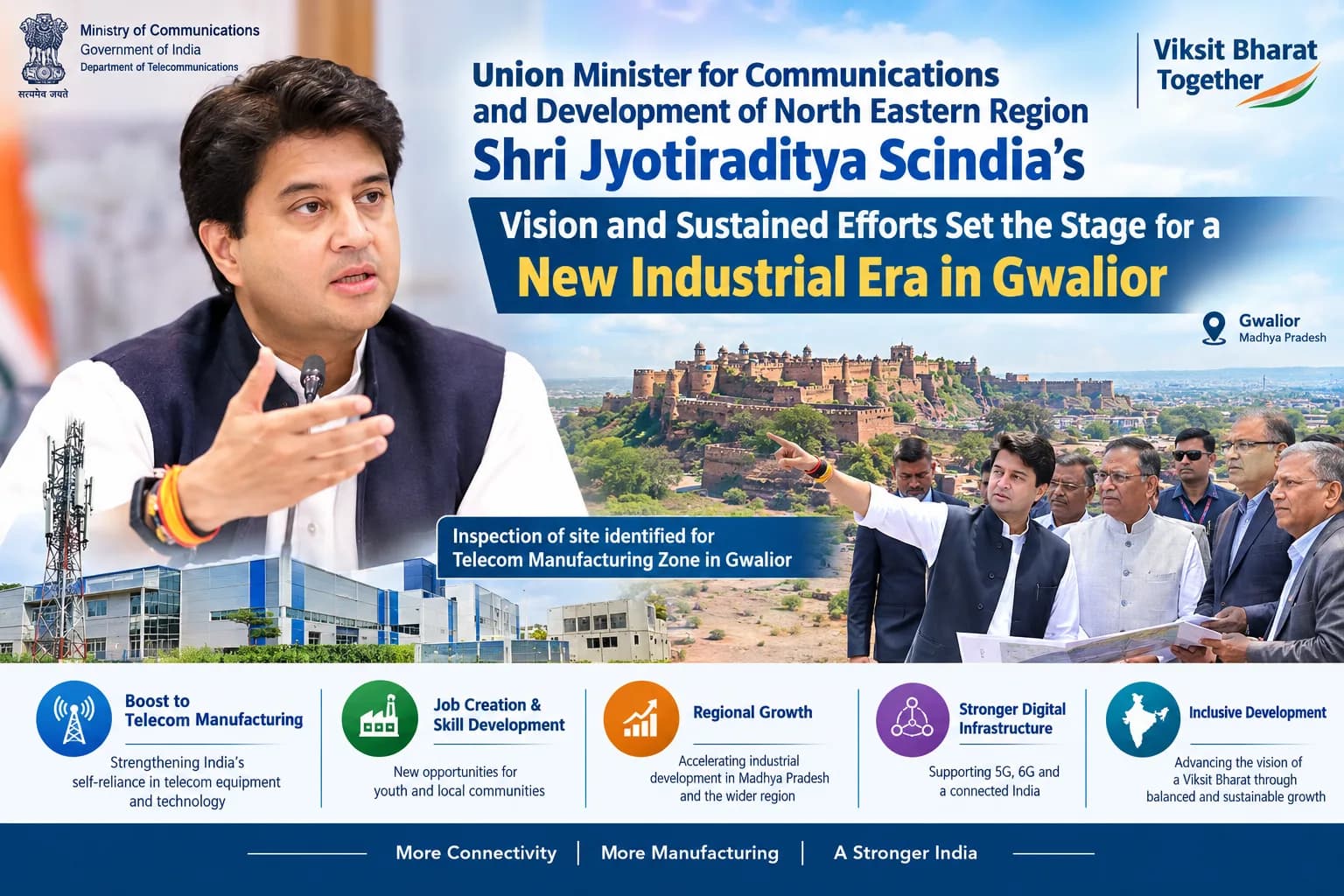 Union Minister for Communications and Development of North Eastern Region Shri Jyotiraditya Scindia’s Vision and Sustained Efforts Set the Stage for a New Industrial Era in Gwalior